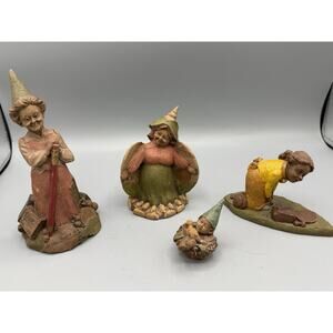 Vintage Tom Clark Cairn Studio Resin Gnome Figurine Lot 4 Jane Wolf 1987